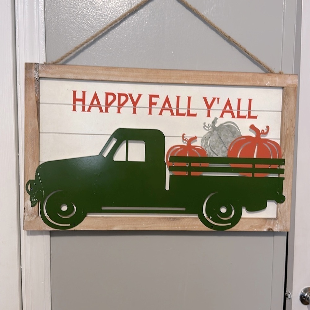 Two Sided Vintage Christmas and Fall Wooded Hanging Wall Decor - Picture 3 of 4